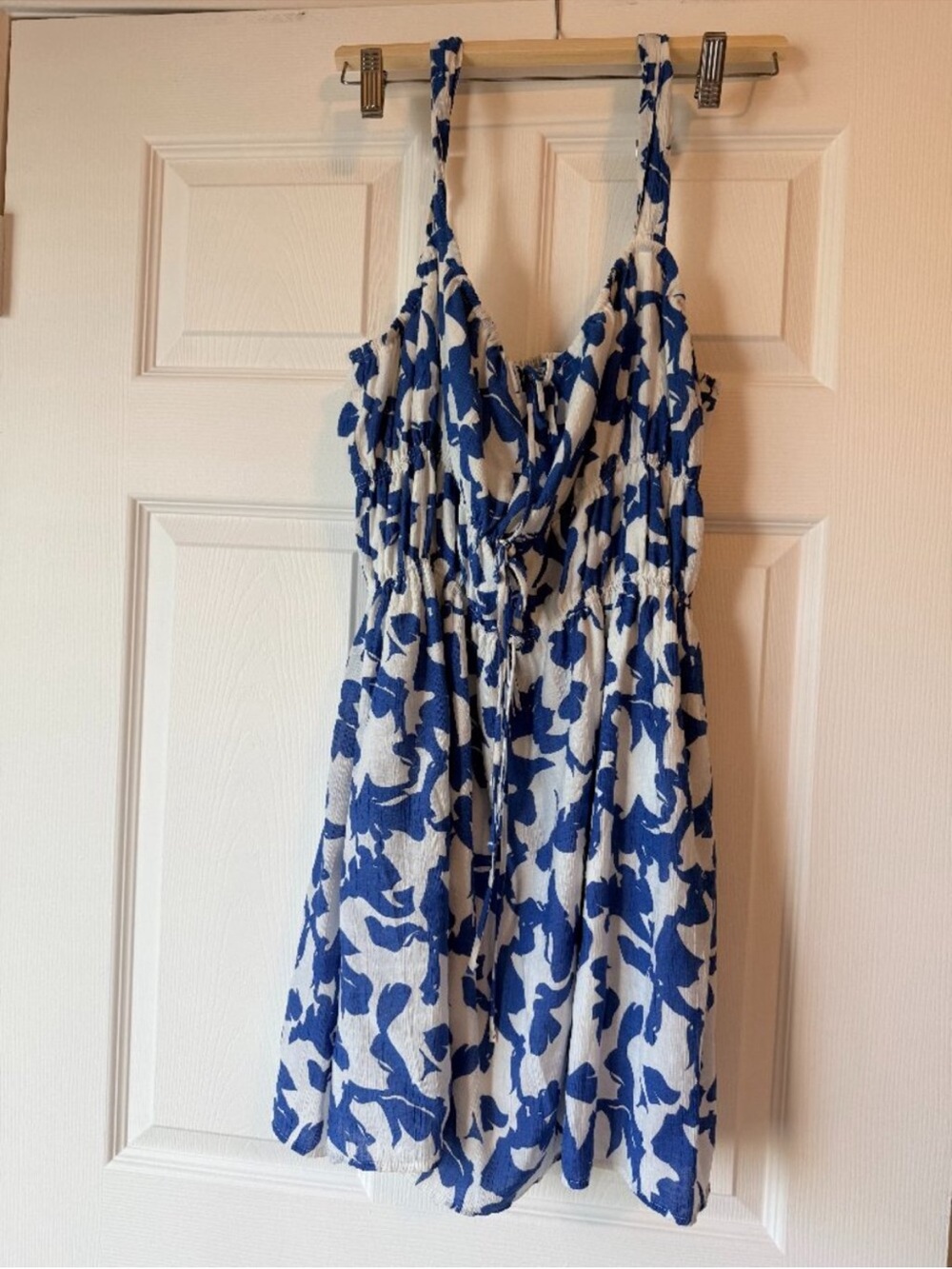 Abercrombie blue and white mini dress women  size L